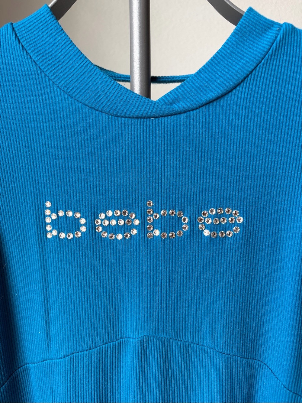Y2K BEBE Blue Rhinestone Racer Back Tank Too - Picture 2 of 7